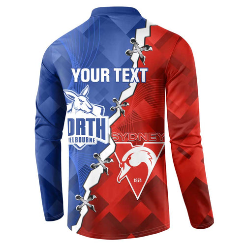 Personalised Kangaroos and Swans Button Sweatshirt Dynamic Sporty Version