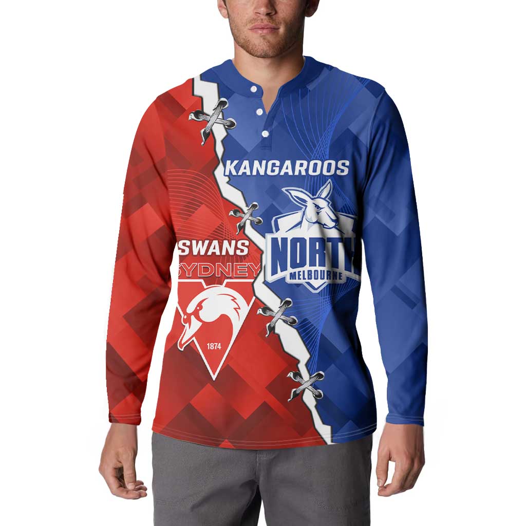 Personalised Kangaroos and Swans Button Sweatshirt Dynamic Sporty Version