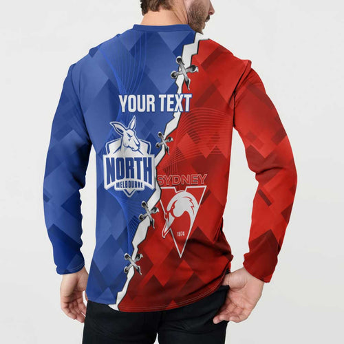 Personalised Kangaroos and Swans Button Sweatshirt Dynamic Sporty Version