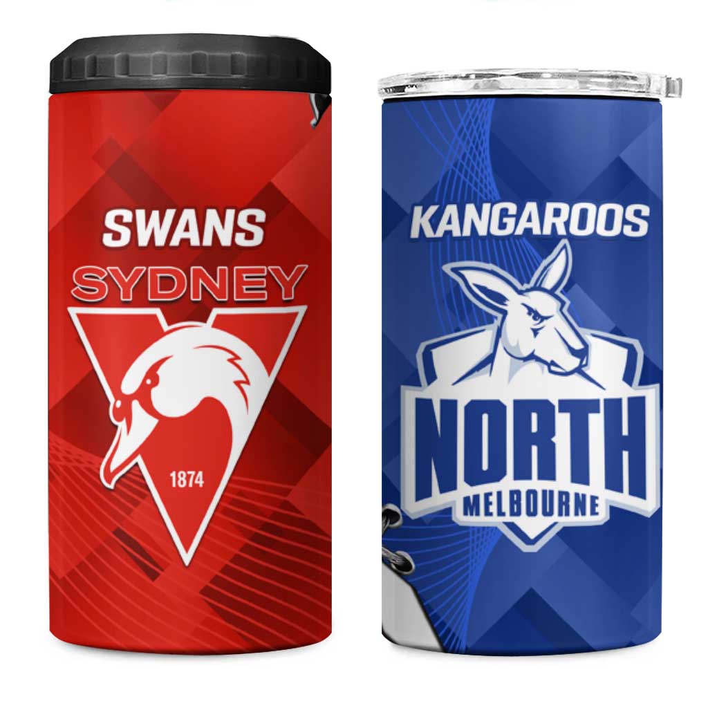 Kangaroos and Swans 4 in 1 Can Cooler Tumbler Dynamic Sporty Version