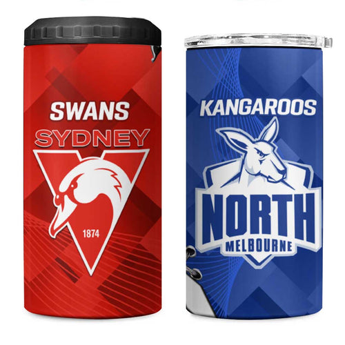 Kangaroos and Swans 4 in 1 Can Cooler Tumbler Dynamic Sporty Version