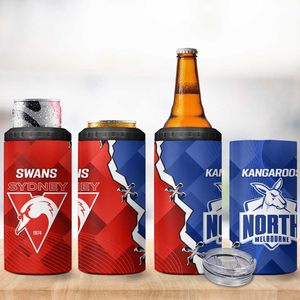 Kangaroos and Swans 4 in 1 Can Cooler Tumbler Dynamic Sporty Version