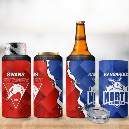 Kangaroos and Swans 4 in 1 Can Cooler Tumbler Dynamic Sporty Version