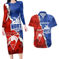 Personalised Kangaroos and Swans Couples Matching Long Sleeve Bodycon Dress and Hawaiian Shirt Dynamic Sporty Version