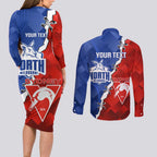 Personalised Kangaroos and Swans Couples Matching Long Sleeve Bodycon Dress and Long Sleeve Button Shirt Dynamic Sporty Version