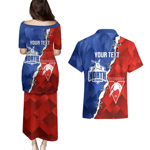 Personalised Kangaroos and Swans Couples Matching Puletasi and Hawaiian Shirt Dynamic Sporty Version