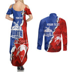 Personalised Kangaroos and Swans Couples Matching Summer Maxi Dress and Long Sleeve Button Shirt Dynamic Sporty Version