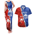 Personalised Kangaroos and Swans Couples Matching Tank Maxi Dress and Hawaiian Shirt Dynamic Sporty Version