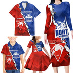 Personalised Kangaroos and Swans Family Matching Long Sleeve Bodycon Dress and Hawaiian Shirt Dynamic Sporty Version