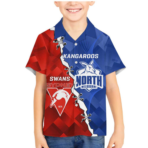 Personalised Kangaroos and Swans Family Matching Mermaid Dress and Hawaiian Shirt Dynamic Sporty Version