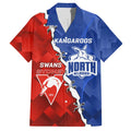 Personalised Kangaroos and Swans Family Matching Off Shoulder Maxi Dress and Hawaiian Shirt Dynamic Sporty Version