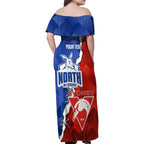 Personalised Kangaroos and Swans Family Matching Off Shoulder Maxi Dress and Hawaiian Shirt Dynamic Sporty Version