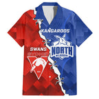 Personalised Kangaroos and Swans Family Matching Off Shoulder Short Dress and Hawaiian Shirt Dynamic Sporty Version
