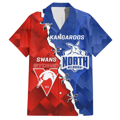 Personalised Kangaroos and Swans Family Matching Short Sleeve Bodycon Dress and Hawaiian Shirt Dynamic Sporty Version