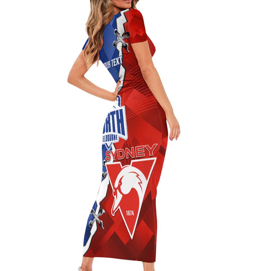Personalised Kangaroos and Swans Family Matching Short Sleeve Bodycon Dress and Hawaiian Shirt Dynamic Sporty Version