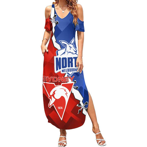 Personalised Kangaroos and Swans Family Matching Summer Maxi Dress and Hawaiian Shirt Dynamic Sporty Version