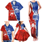 Personalised Kangaroos and Swans Family Matching Tank Maxi Dress and Hawaiian Shirt Dynamic Sporty Version