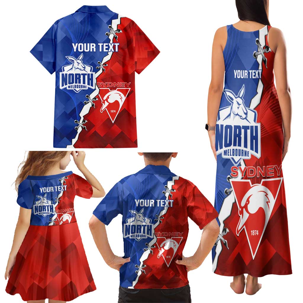 Personalised Kangaroos and Swans Family Matching Tank Maxi Dress and Hawaiian Shirt Dynamic Sporty Version