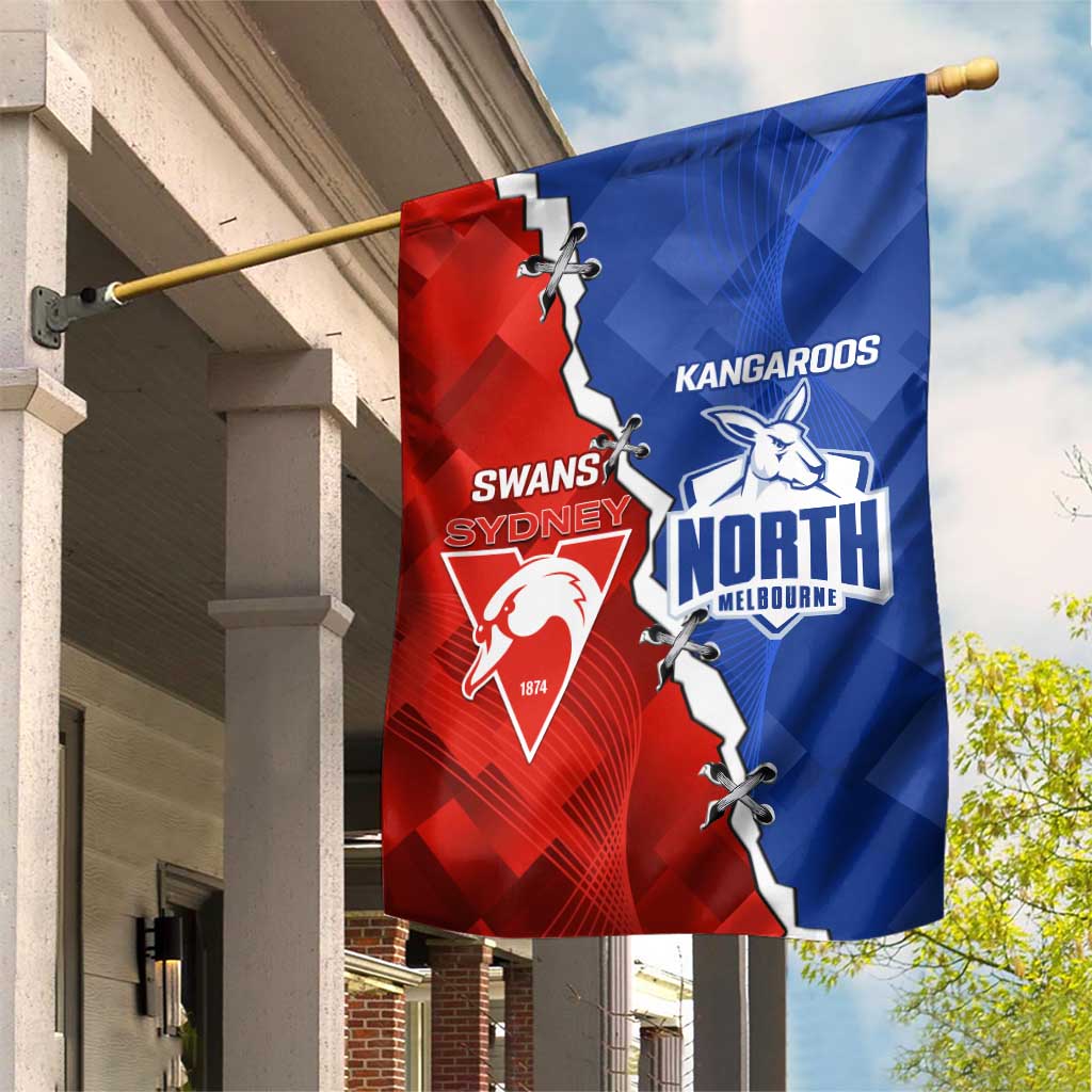Kangaroos and Swans Garden Flag Dynamic Sporty Version