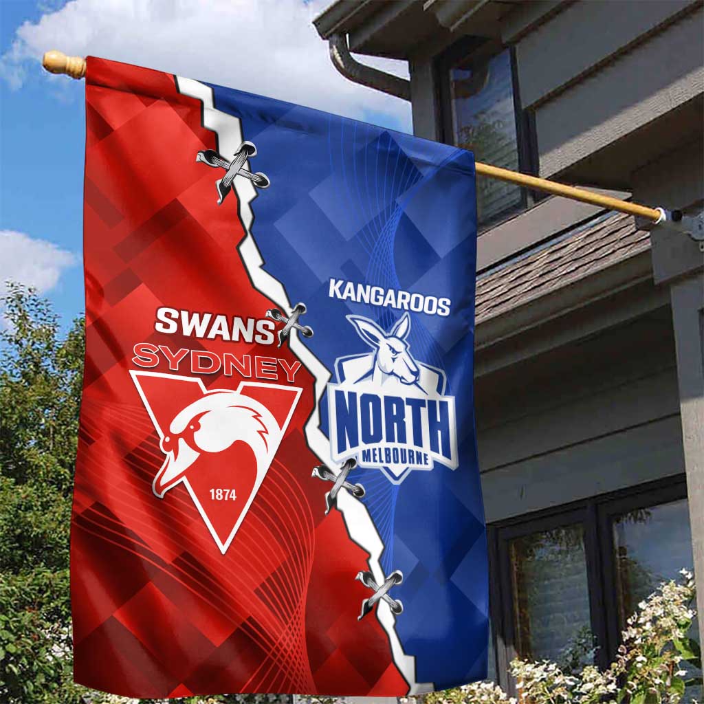 Kangaroos and Swans Garden Flag Dynamic Sporty Version