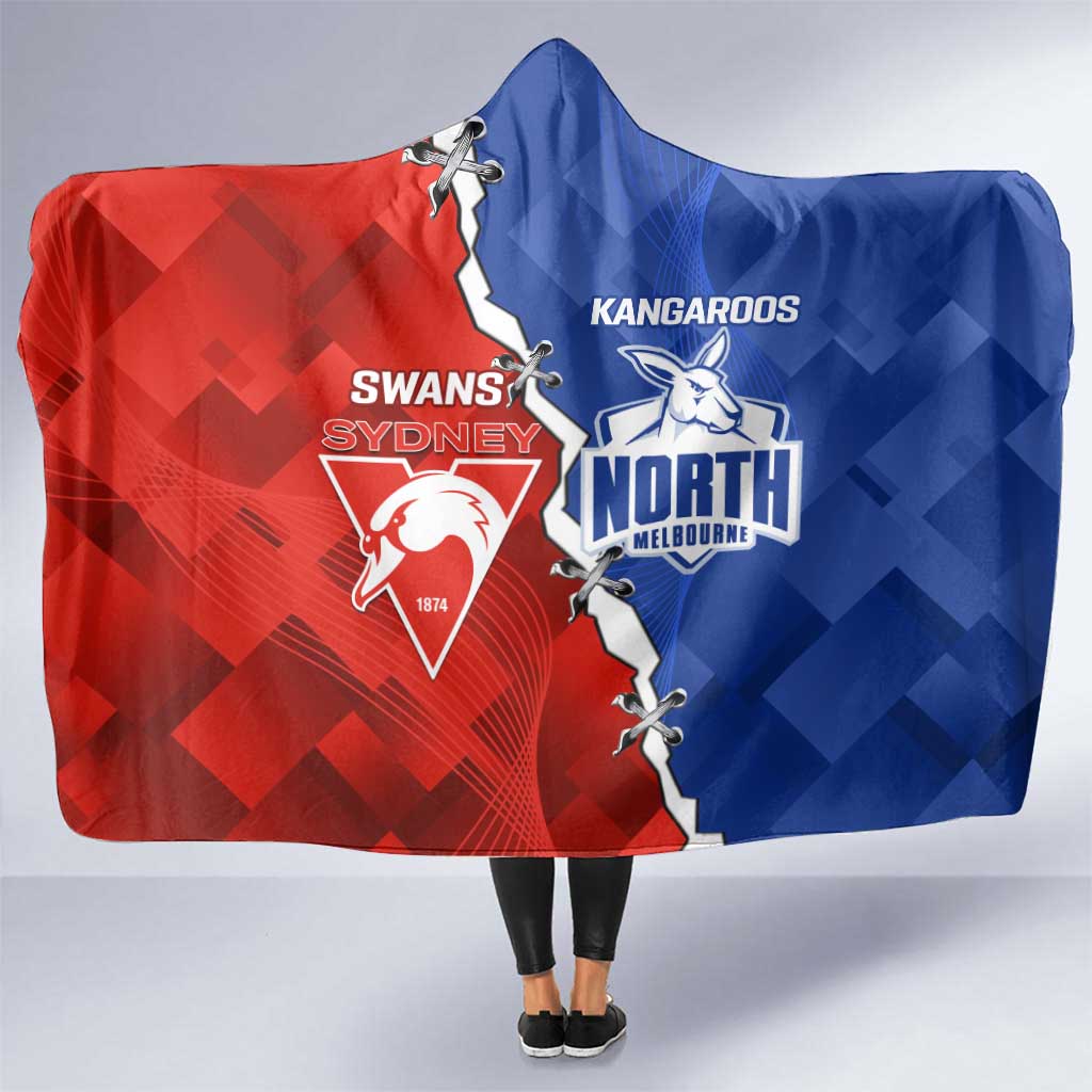 Kangaroos and Swans Hooded Blanket Dynamic Sporty Version