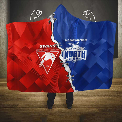 Kangaroos and Swans Hooded Blanket Dynamic Sporty Version