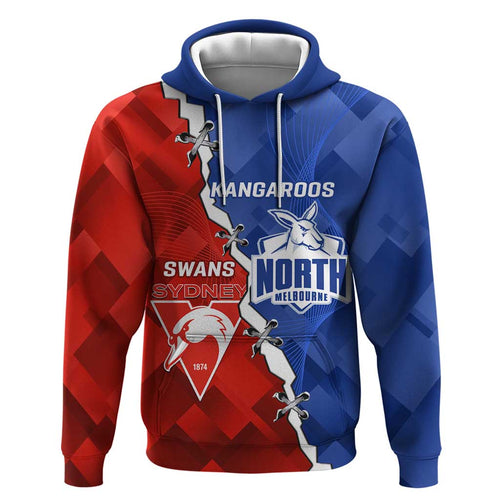 Personalised Kangaroos and Swans Hoodie Dynamic Sporty Version