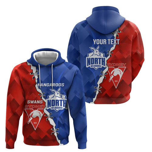 Personalised Kangaroos and Swans Hoodie Dynamic Sporty Version