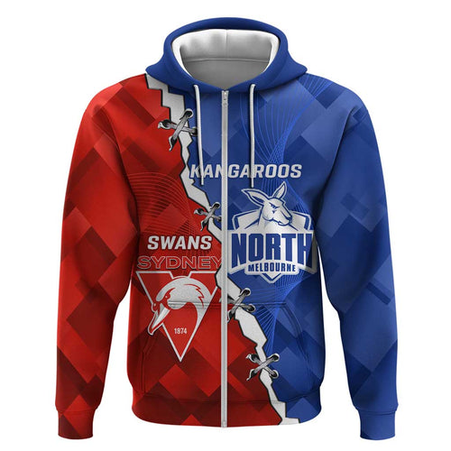 Personalised Kangaroos and Swans Hoodie Dynamic Sporty Version