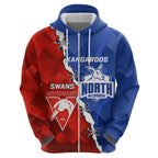 Personalised Kangaroos and Swans Hoodie Dynamic Sporty Version