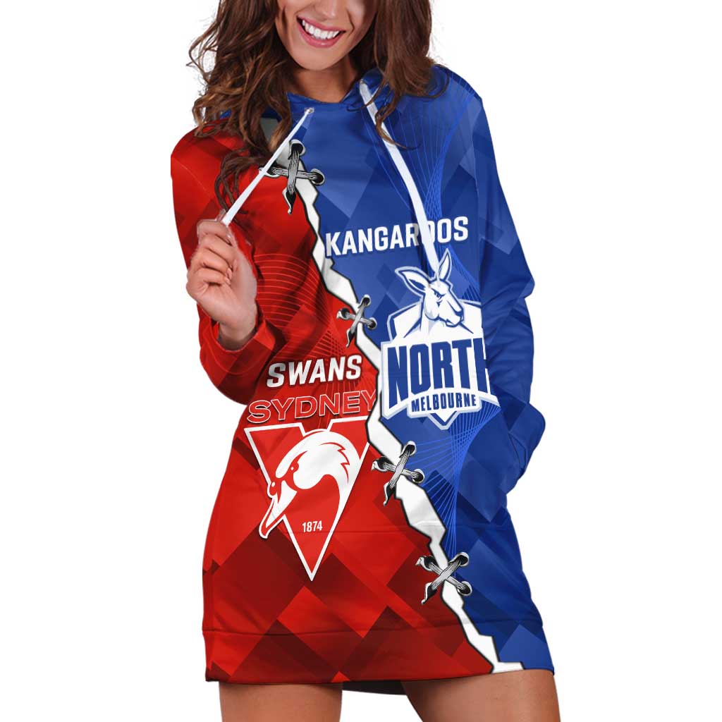 Personalised Kangaroos and Swans Hoodie Dress Dynamic Sporty Version