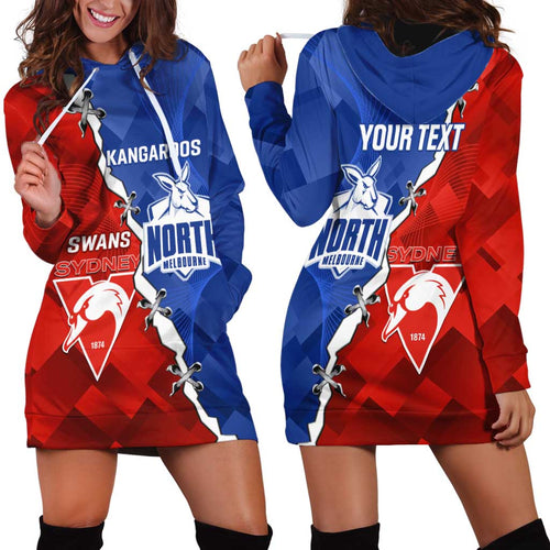 Personalised Kangaroos and Swans Hoodie Dress Dynamic Sporty Version