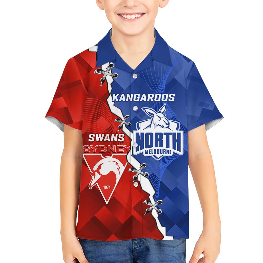 Personalised Kangaroos and Swans Kid Hawaiian Shirt Dynamic Sporty Version