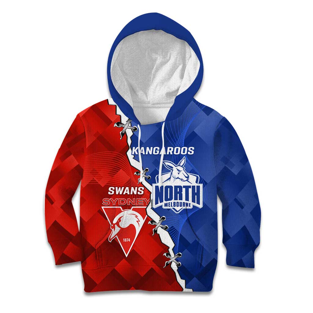 Personalised Kangaroos and Swans Kid Hoodie Dynamic Sporty Version