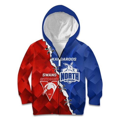 Personalised Kangaroos and Swans Kid Hoodie Dynamic Sporty Version