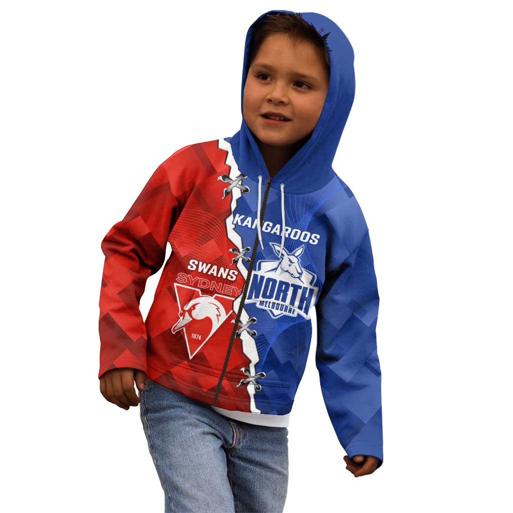 Personalised Kangaroos and Swans Kid Hoodie Dynamic Sporty Version