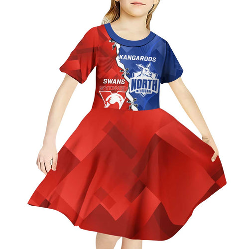 Personalised Kangaroos and Swans Kid Short Sleeve Dress Dynamic Sporty Version