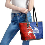 Kangaroos and Swans Leather Tote Bag Dynamic Sporty Version