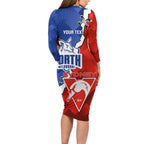 Personalised Kangaroos and Swans Long Sleeve Bodycon Dress Dynamic Sporty Version