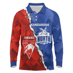 Personalised Kangaroos and Swans Long Sleeve Polo Shirt Dynamic Sporty Version