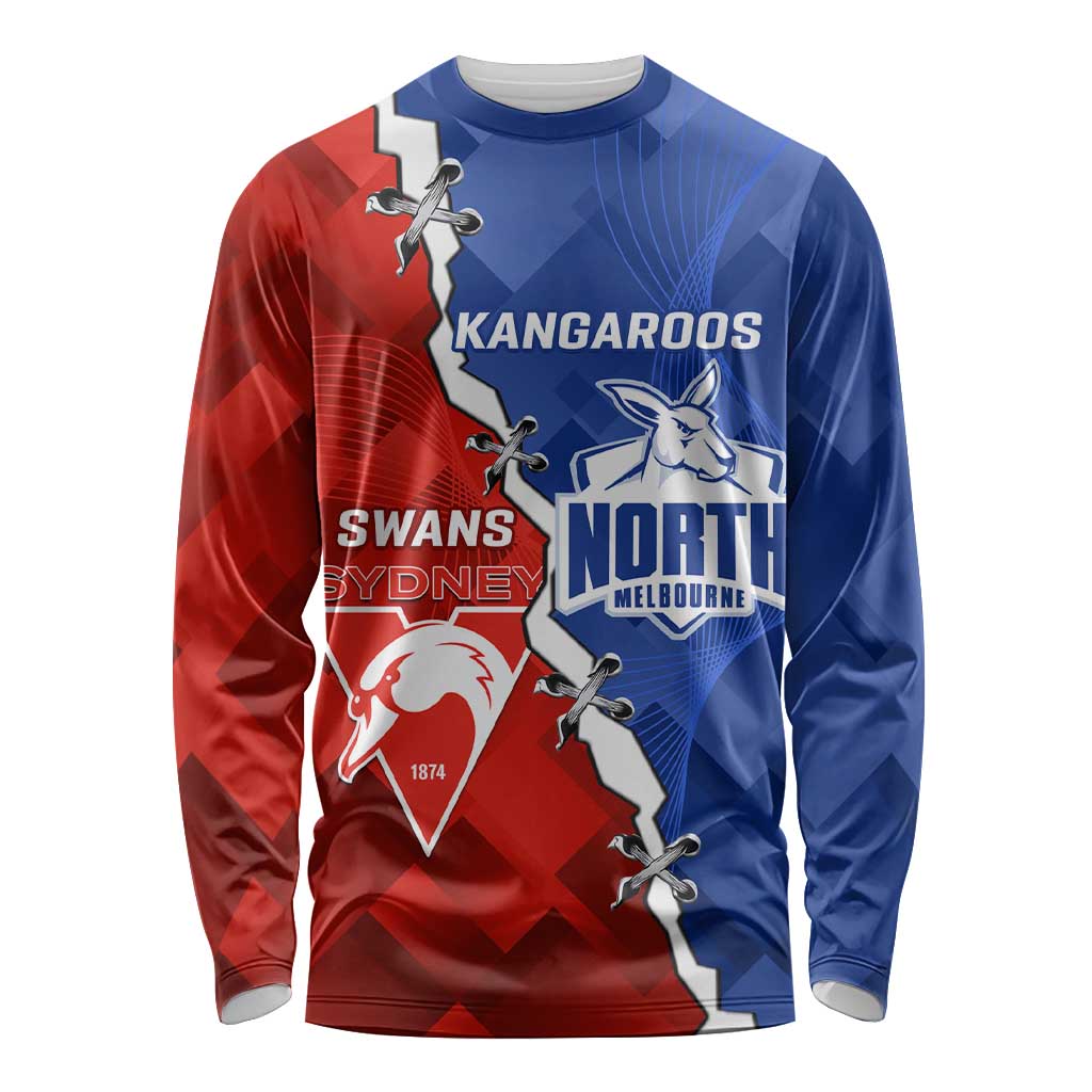 Personalised Kangaroos and Swans Long Sleeve Shirt Dynamic Sporty Version