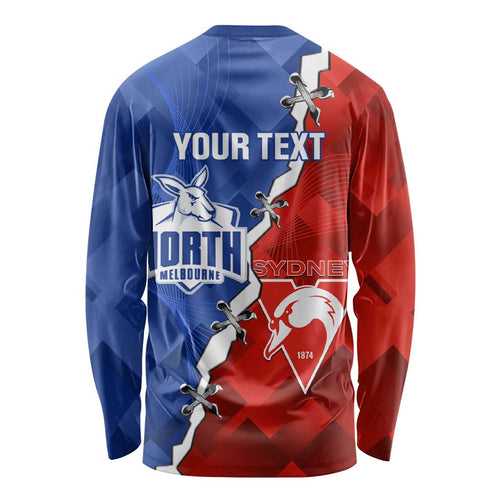 Personalised Kangaroos and Swans Long Sleeve Shirt Dynamic Sporty Version