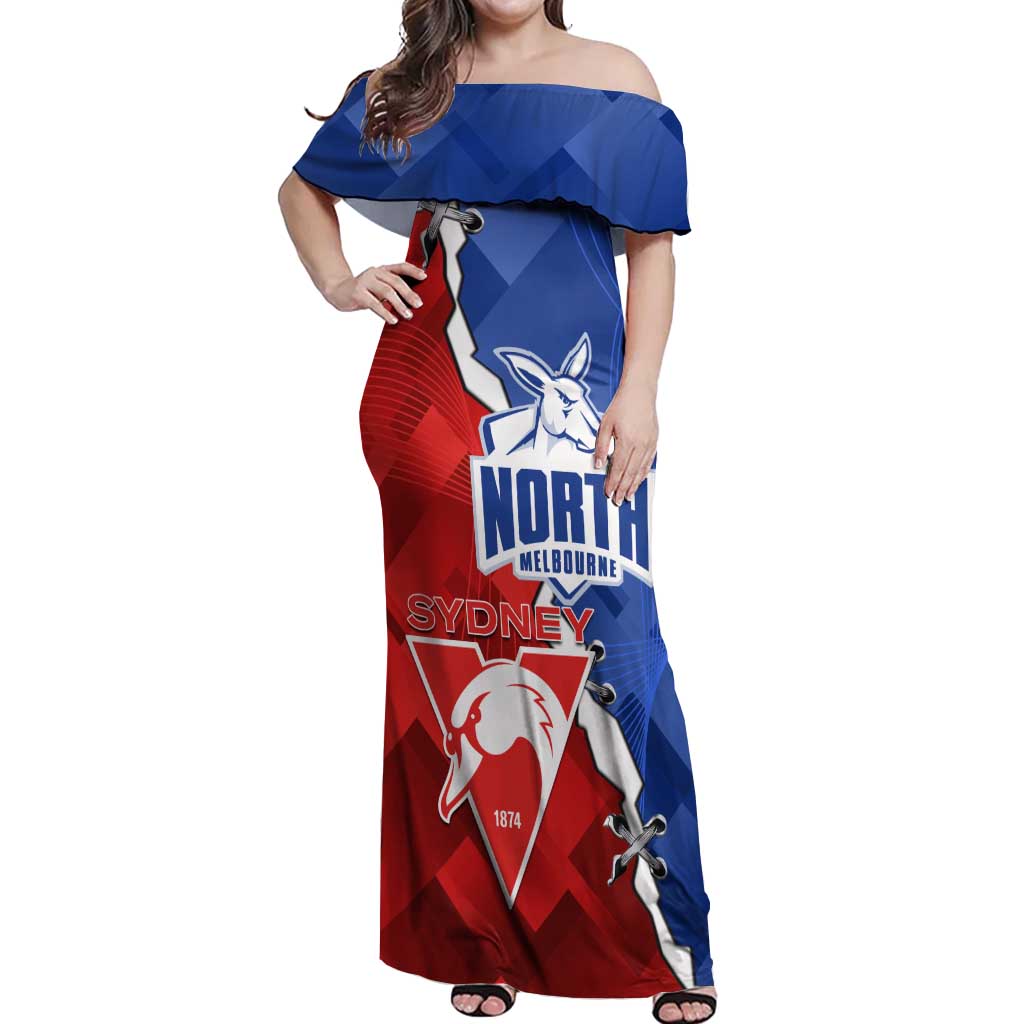 Personalised Kangaroos and Swans Off Shoulder Maxi Dress Dynamic Sporty Version