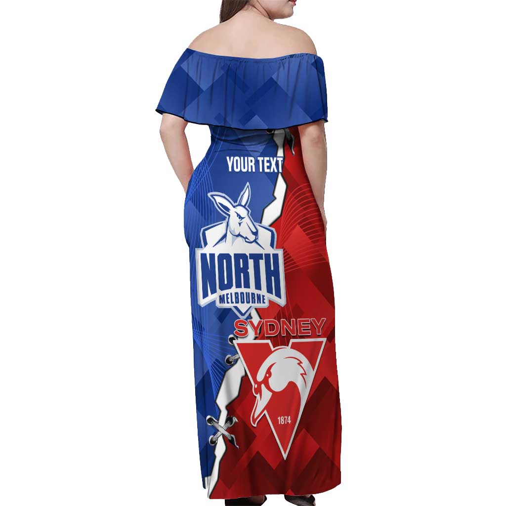 Personalised Kangaroos and Swans Off Shoulder Maxi Dress Dynamic Sporty Version
