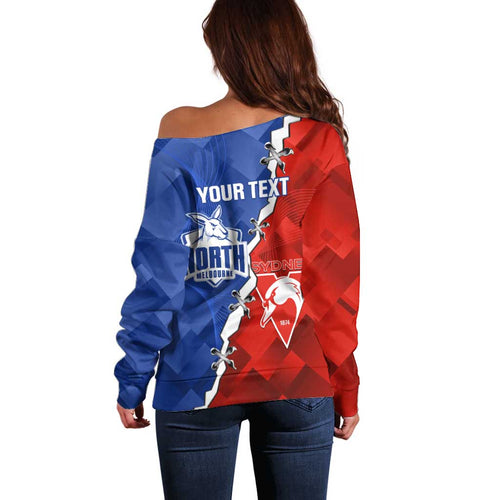 Personalised Kangaroos and Swans Off Shoulder Sweater Dynamic Sporty Version