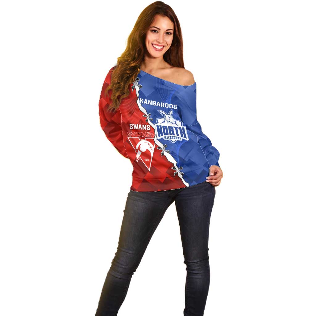Personalised Kangaroos and Swans Off Shoulder Sweater Dynamic Sporty Version