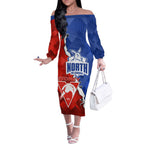 Personalised Kangaroos and Swans Off The Shoulder Long Sleeve Dress Dynamic Sporty Version