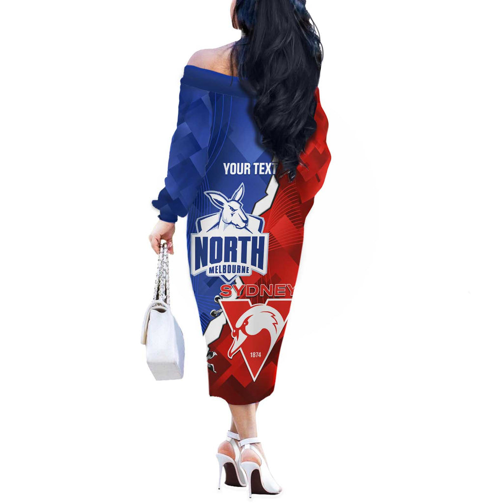 Personalised Kangaroos and Swans Off The Shoulder Long Sleeve Dress Dynamic Sporty Version