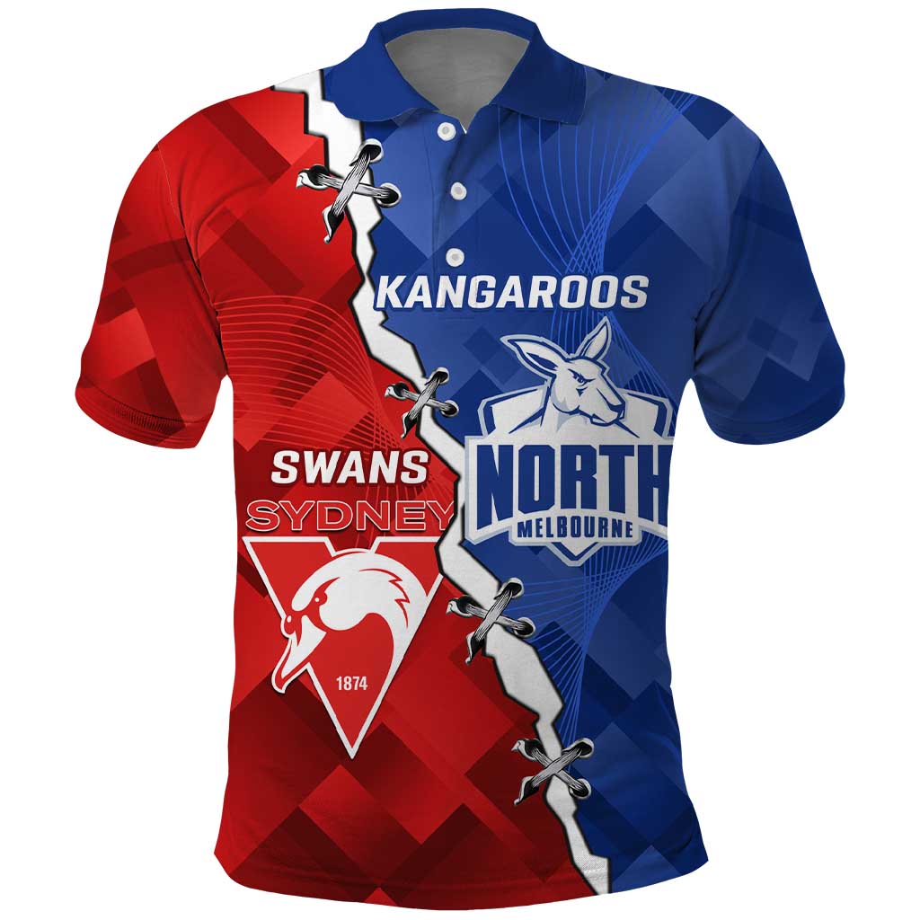 Personalised Kangaroos and Swans Polo Shirt Dynamic Sporty Version