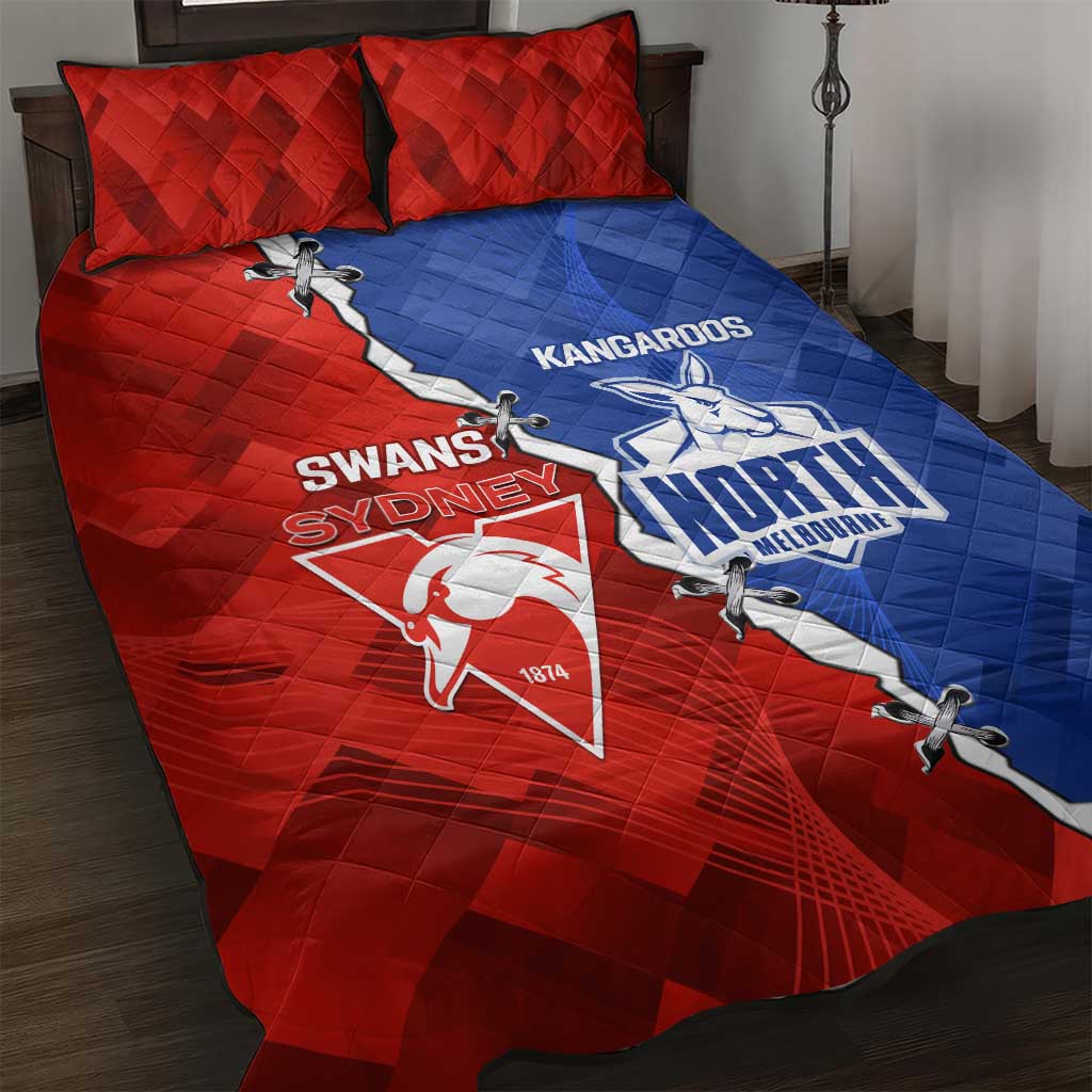 Kangaroos and Swans Quilt Bed Set Dynamic Sporty Version
